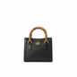 Gucci Diana Mini Tote Bag in Black GG-Embossed Leather with Bamboo Handles and Gold GG Hardware