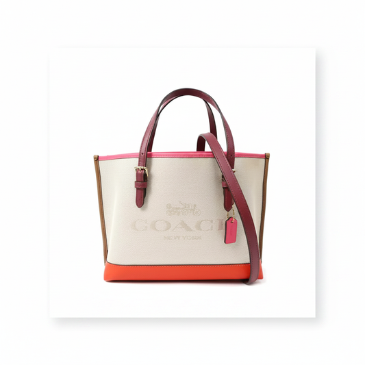 Coach Dempsey Carryall 25 – Natural Canvas & Multicolor Trim