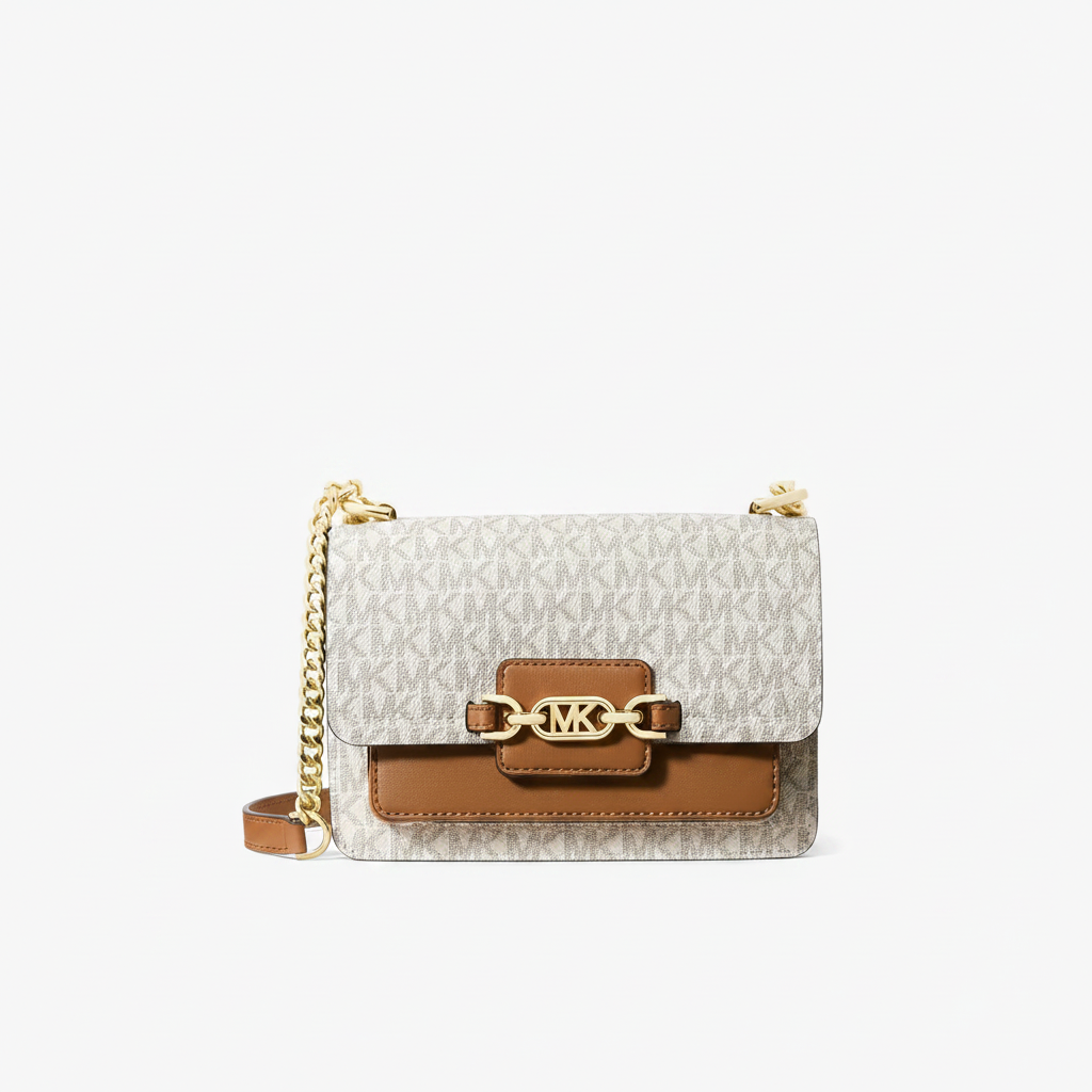 Michael Kors Heather Small Shoulder Bag "Vanilla / Acorn / Gold"