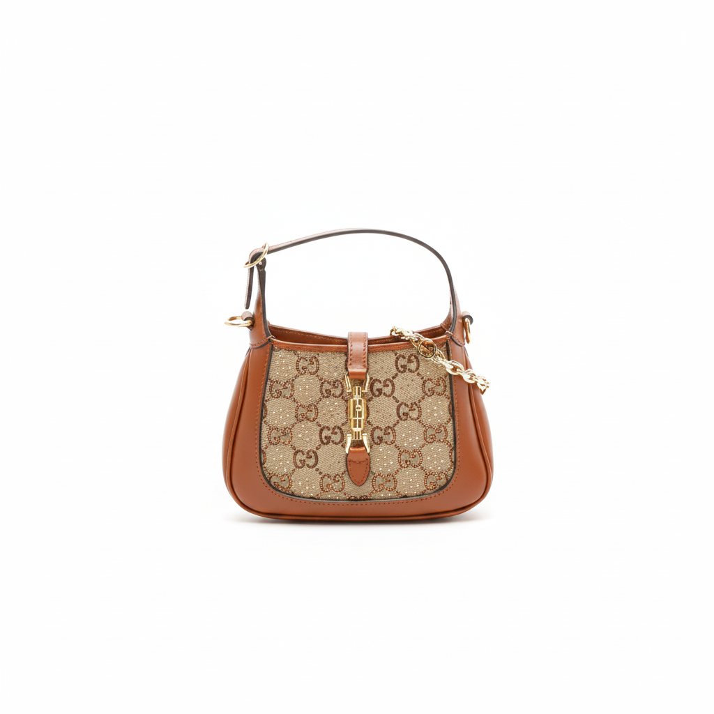 Gucci Jackie 1961 Mini Bag – GG Crystal Canvas & Cognac Leather