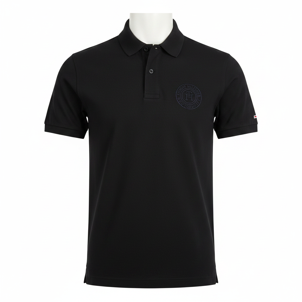 Tommy Hilfiger Men's TH Monogram Crest Custom Fit Polo Shirt