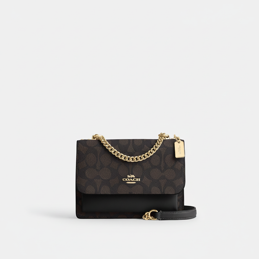 Coach Klare Crossbody "Brown Signature Canvas / Black Leather / Gold"